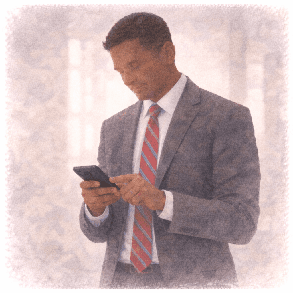 Watercolor illustration of an executive secretary using their phone